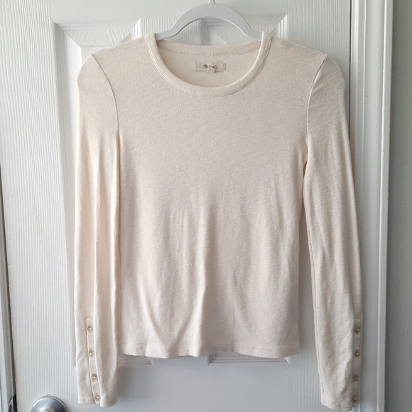 MADEWELL Antique Cream Long Sleeve Top Button Sleeve Size XXS - Picture 1 of 9